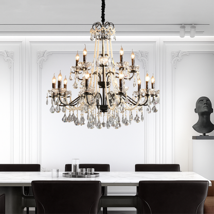 Elegant Black Crystal French-Style Chandelier