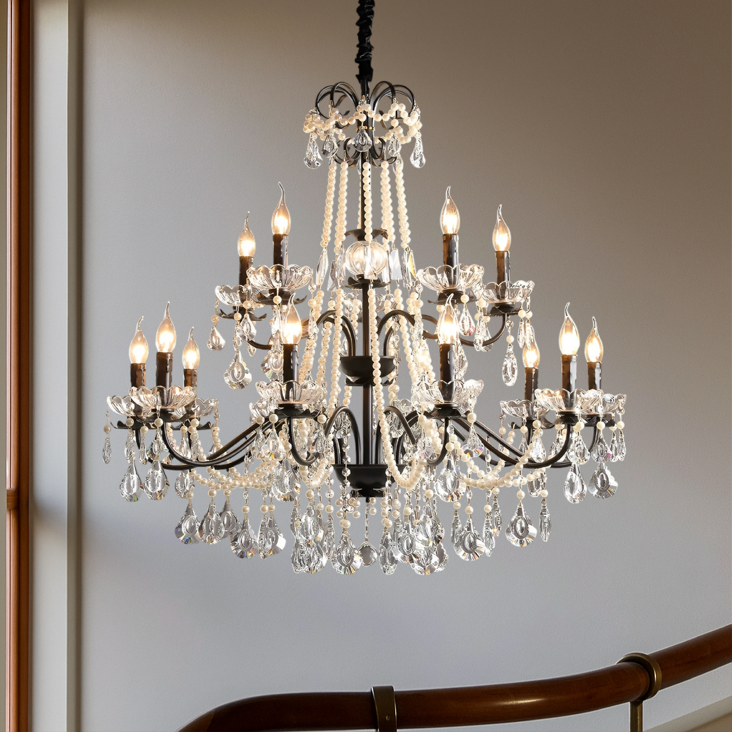 Elegant Black Crystal French Chandelier for Luxurious Home Decor