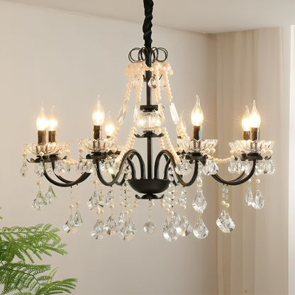 Elegant Black Crystal French-Style Chandelier