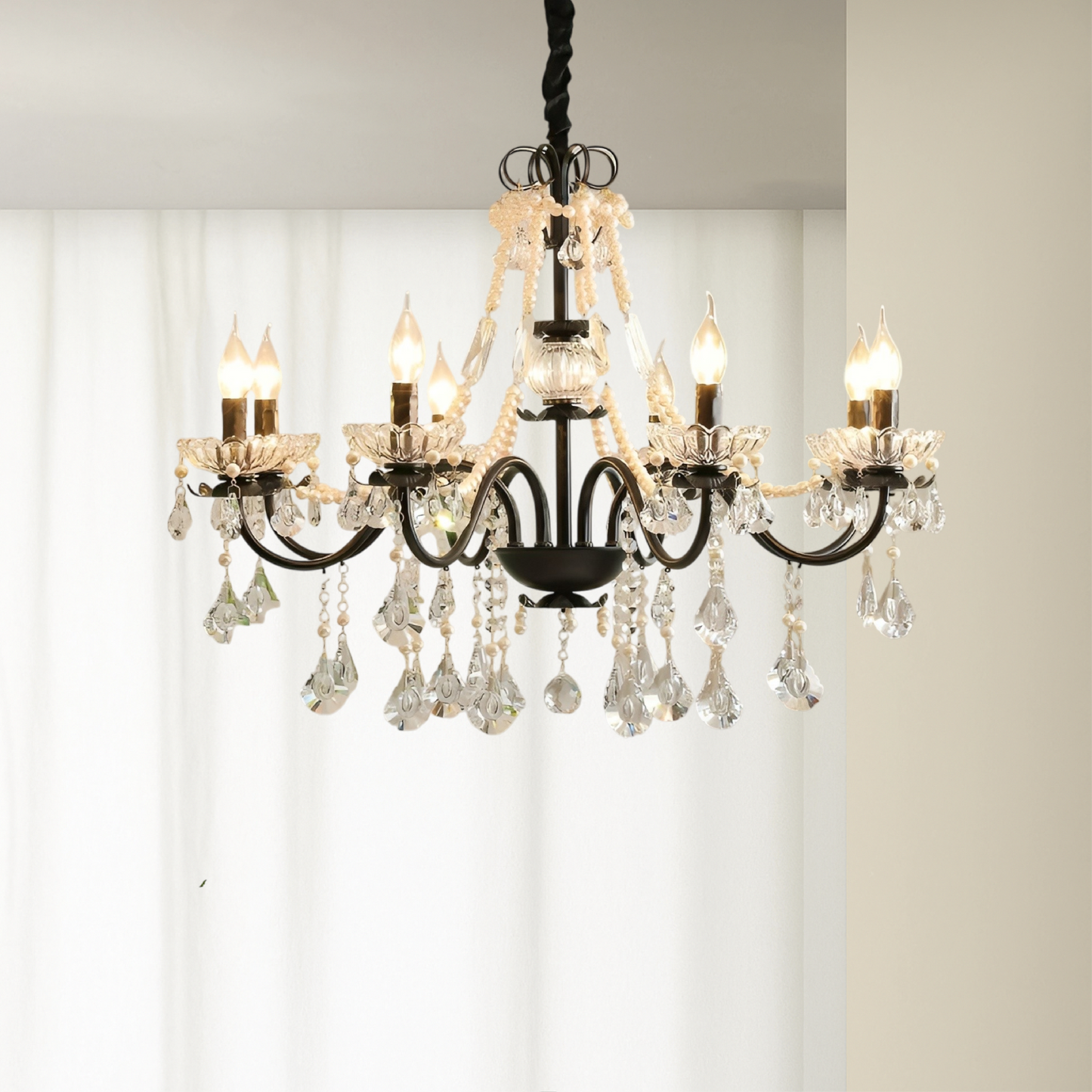 Elegant Black Crystal French Chandelier for Luxurious Home Decor