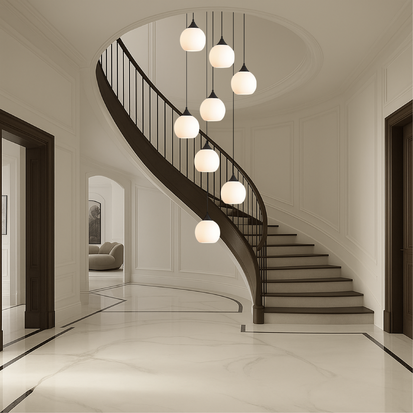 Éclairez votre demeure avec le lustre d'escalier Villa Gade