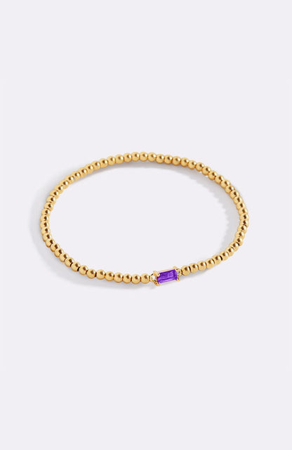 Gold Beaded Birthstone Bracelet