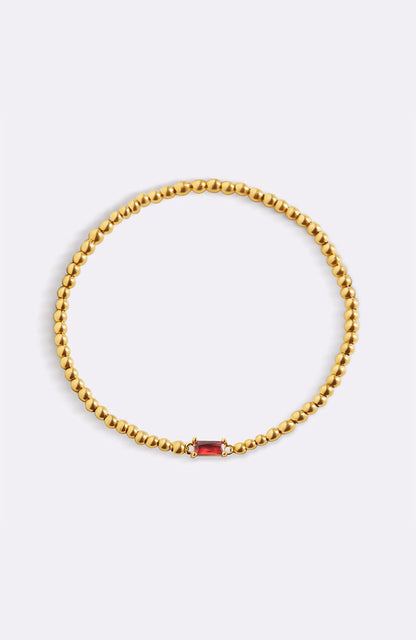 Gold Beaded Birthstone Bracelet