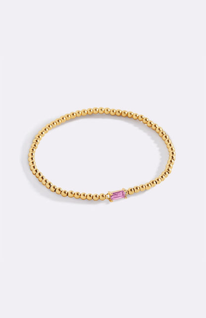 Gold Beaded Birthstone Bracelet