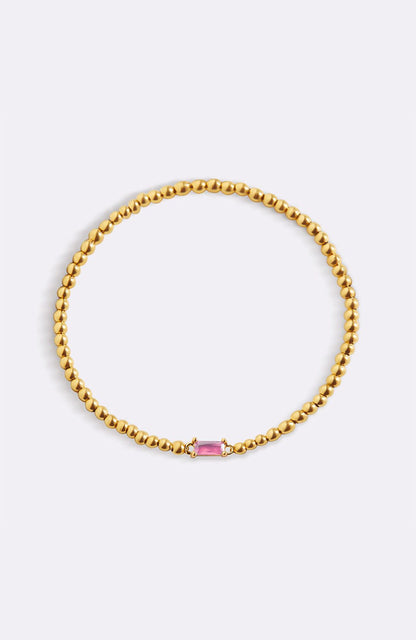 Gold Beaded Birthstone Bracelet