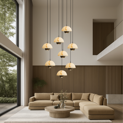 Elegant 8-Arm Natural Marble Staircase Chandelier