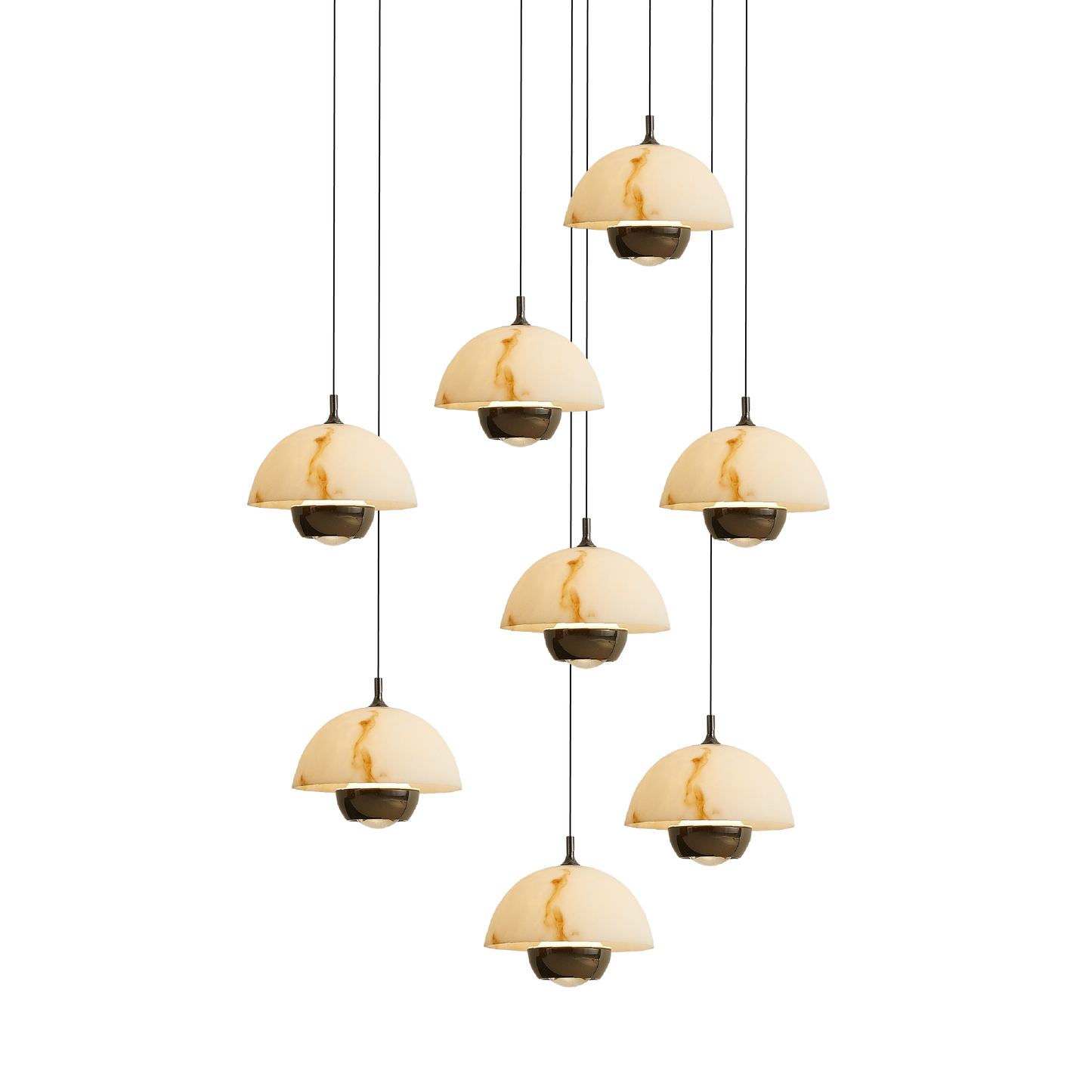 Elegant 8-Arm Natural Marble Staircase Chandelier