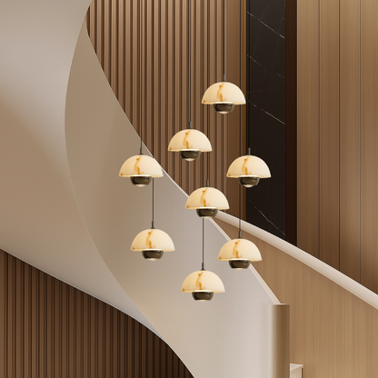 Luxurious 8-Head Natural Marble Staircase Chandelier