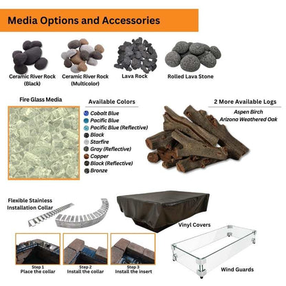 HPC Fire  H-Burner Rectangular Fire Pit Burner Insert