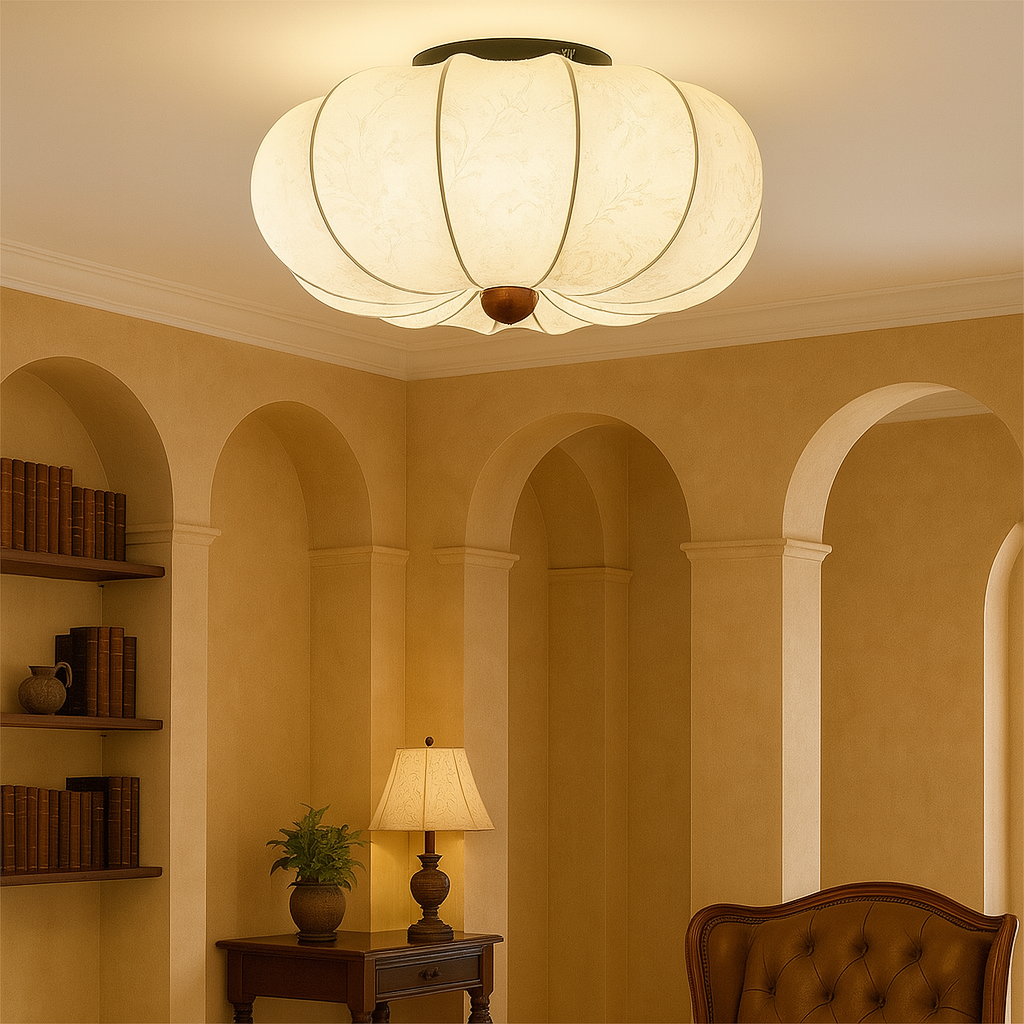 Empire Inspired Medieval Silk Ceiling Light for Elegant Interior Decor
