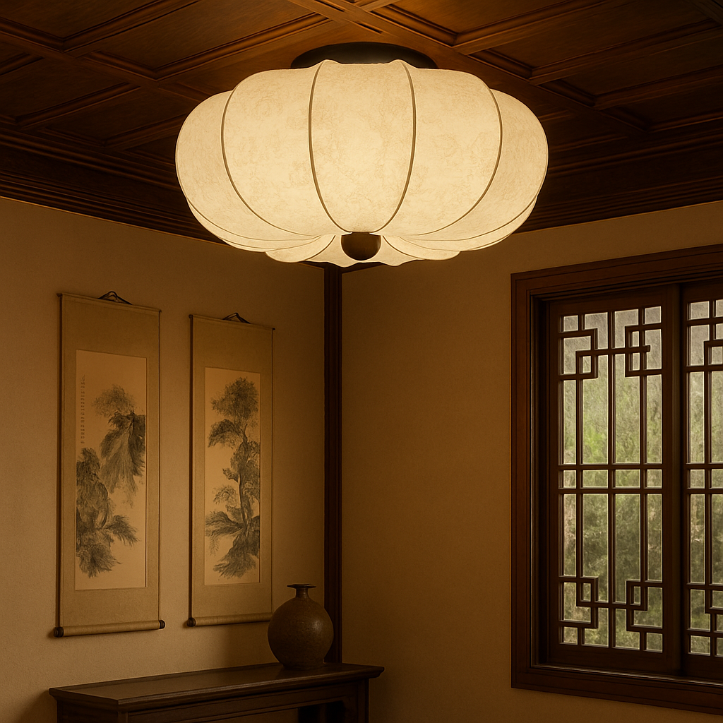 Empire Inspired Medieval Silk Ceiling Light for Elegant Interior Decor