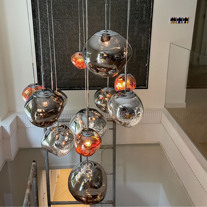 Lustre à Pendule en Verre Fumé pour une Éclairage Élégant et Modulaire
