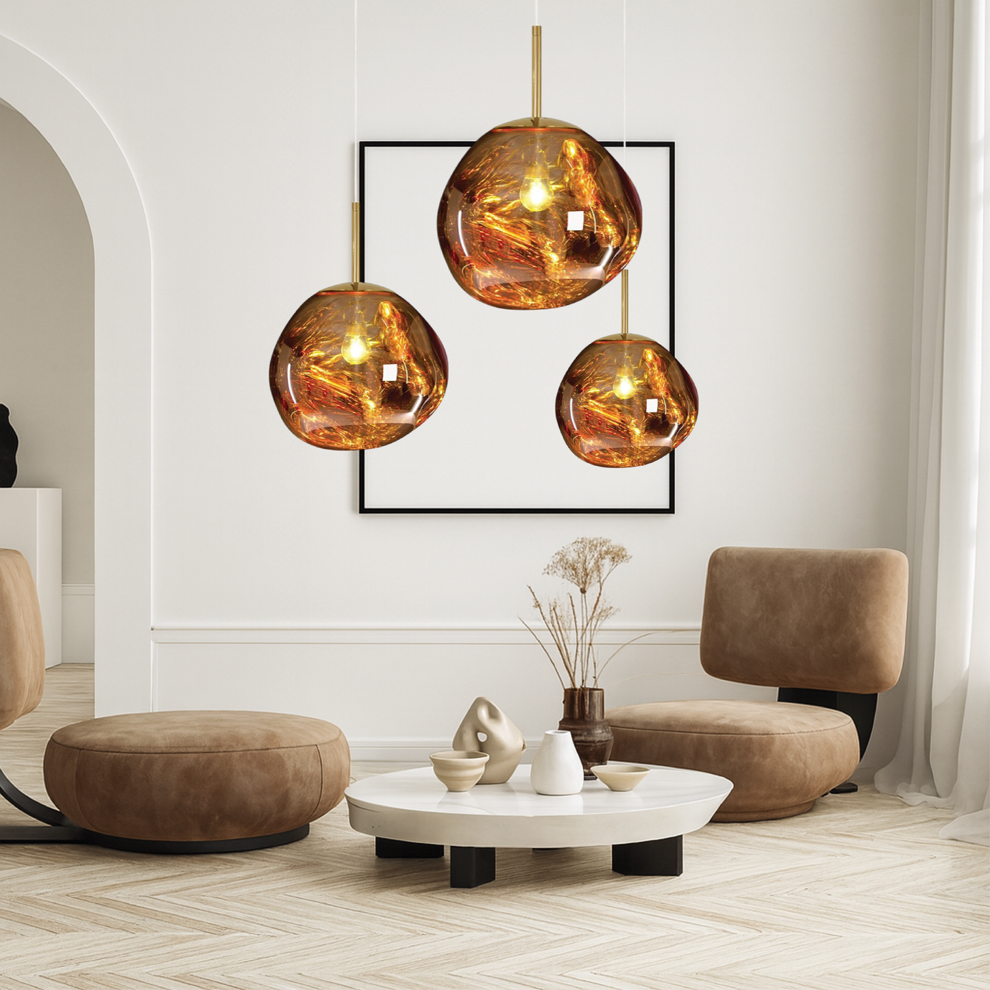 Lustre à Pendule en Verre Fumé pour une Éclairage Élégant et Modulaire