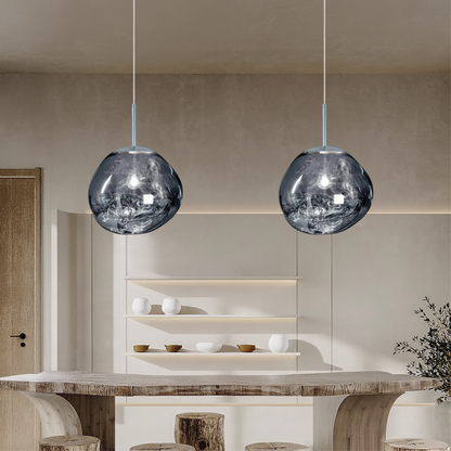 Lustre à Pendule en Verre Fumé pour une Éclairage Élégant et Modulaire