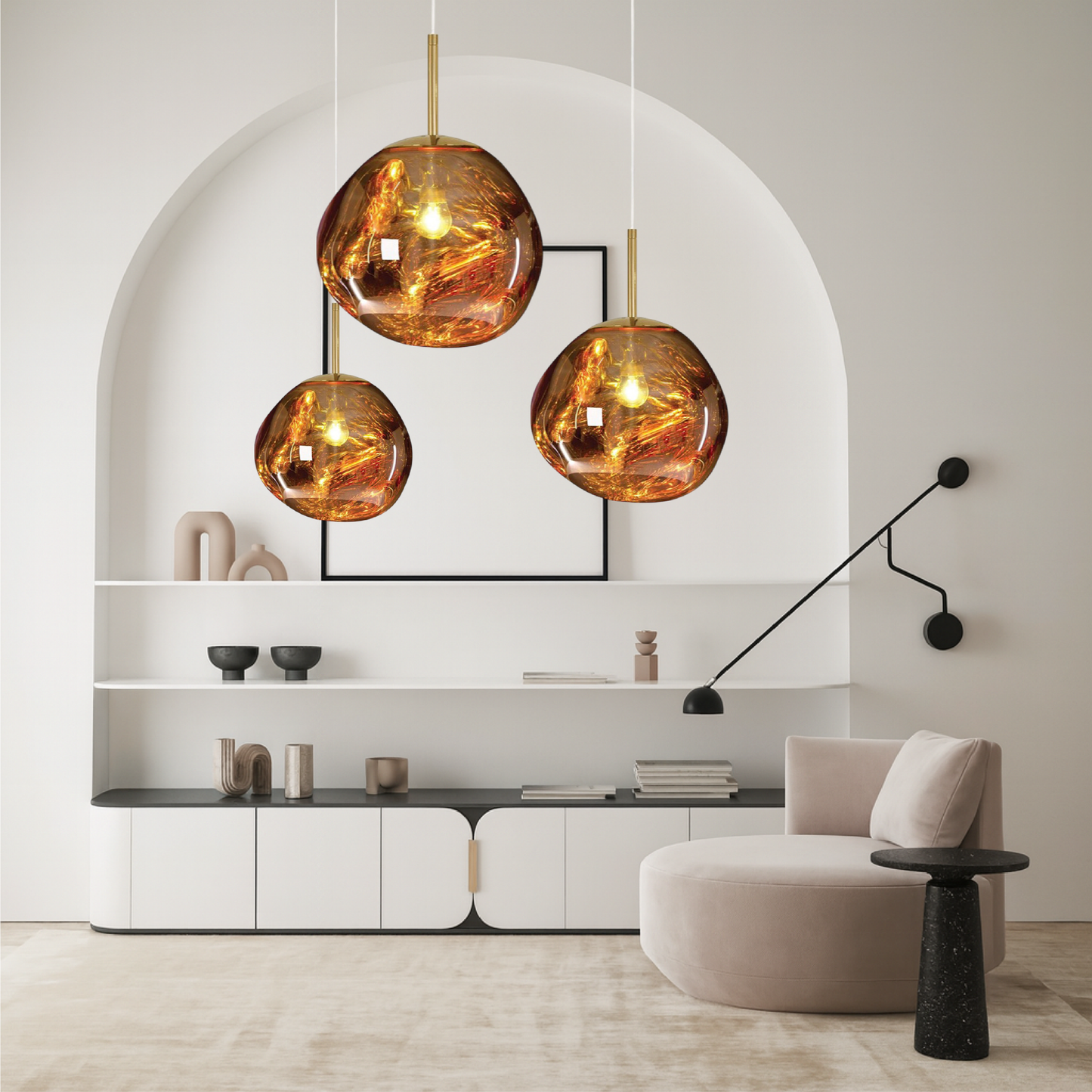 Lustre à Pendule en Verre Fumé pour une Éclairage Élégant et Modulaire