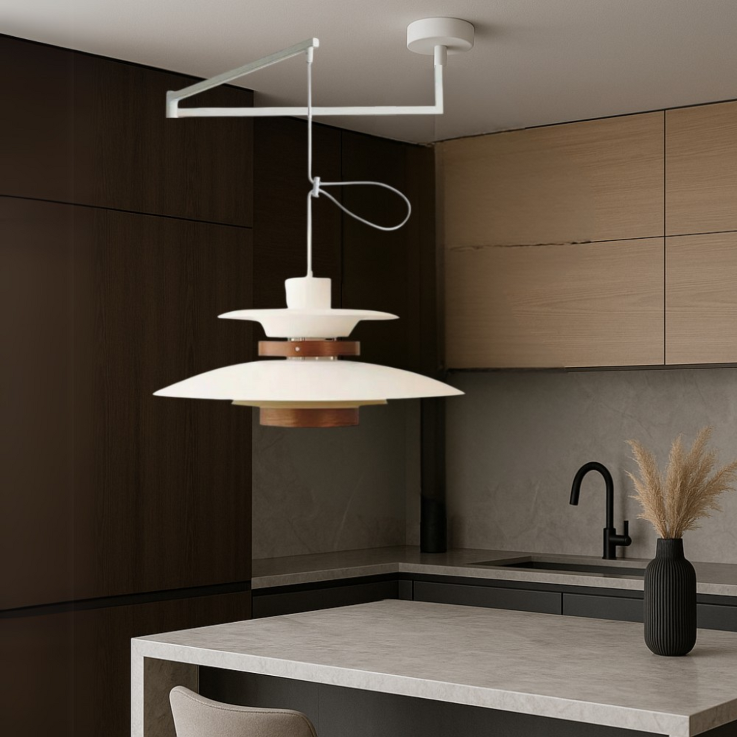 Lustre à bras articulé Merado, éclairage suspendu élégant pour une ambiance moderne