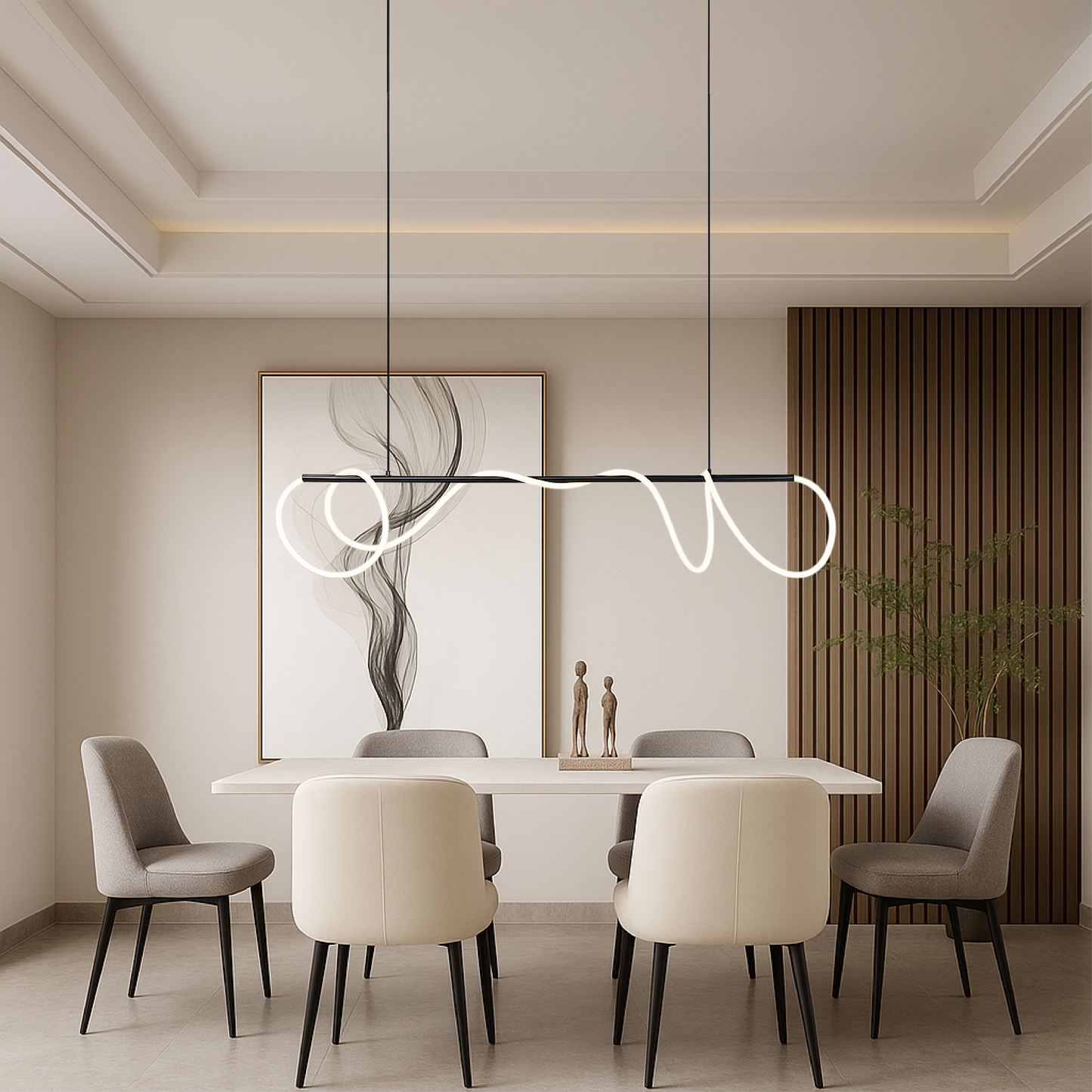 Lampa wisząca liniowa do stołu kuchennego — nowoczesny design i jasne oświetlenie