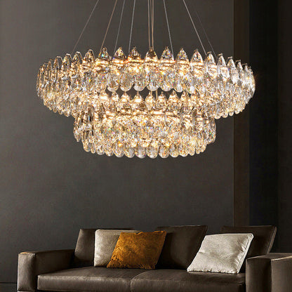 Plataforma de cristal con aro de araña elegante