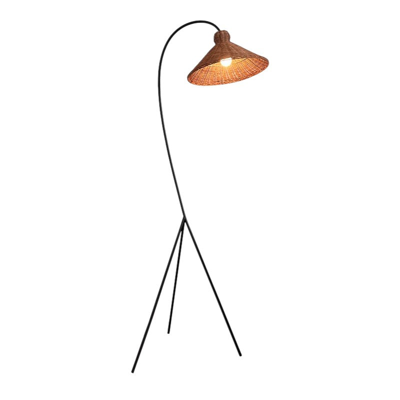 Lampe de sol en bambou avec abat-jour élégant