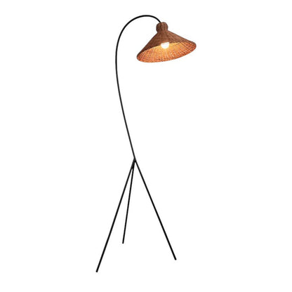 Natural Bamboo Cap Floor Lamp with Warm Ambient Glow