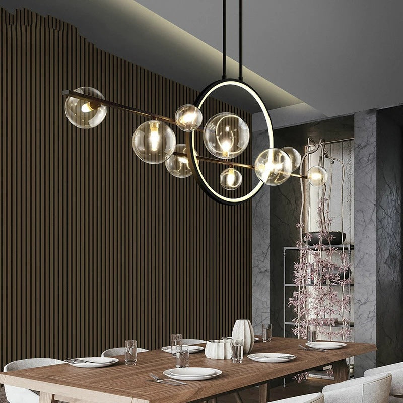 Lampadaire de Salle à Manger en Verre avec Table Intégrée