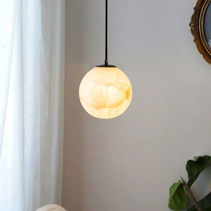 Lampada a Sfera con Pendente in Marmo Elegante e Moderno