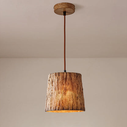 Rustic Wood Log Pendant Light