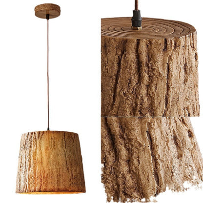 Rustic Wood Log Pendant Light