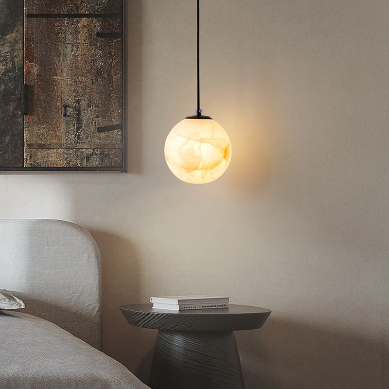 Lampada a Sfera con Pendente in Marmo Elegante e Moderno