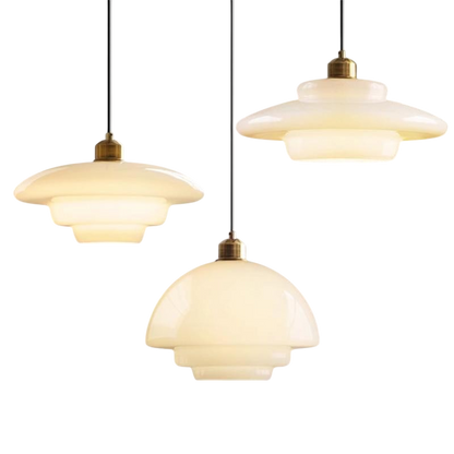 Luminaire en Verre Blanc Lacté, Lampe Suspendue Élégante et Sofistiquée