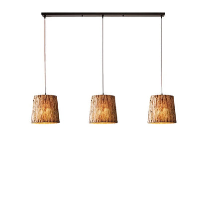 Rustic Wood Log Pendant Light