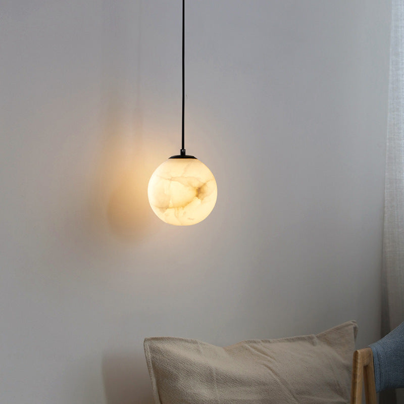 Lampada a Sfera con Pendente in Marmo Elegante e Moderno