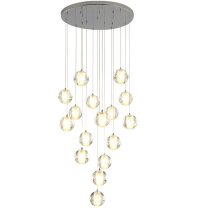 Luxurious Crystal Ball Staircase Chandelier with Dazzling Orbs