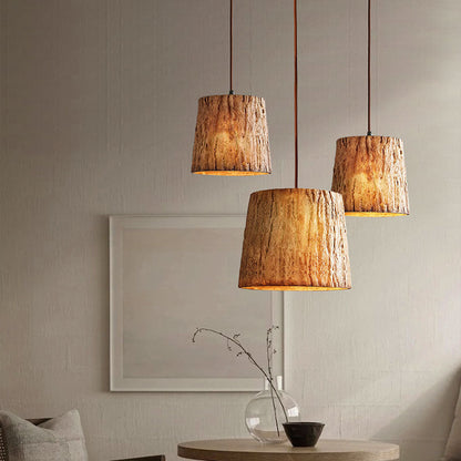Rustic Wood Log Pendant Light