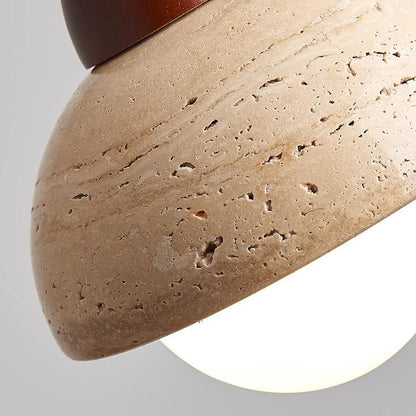 Lámpara de Péndulo con Piedra de Hongo - Iluminación Elegante y Natural