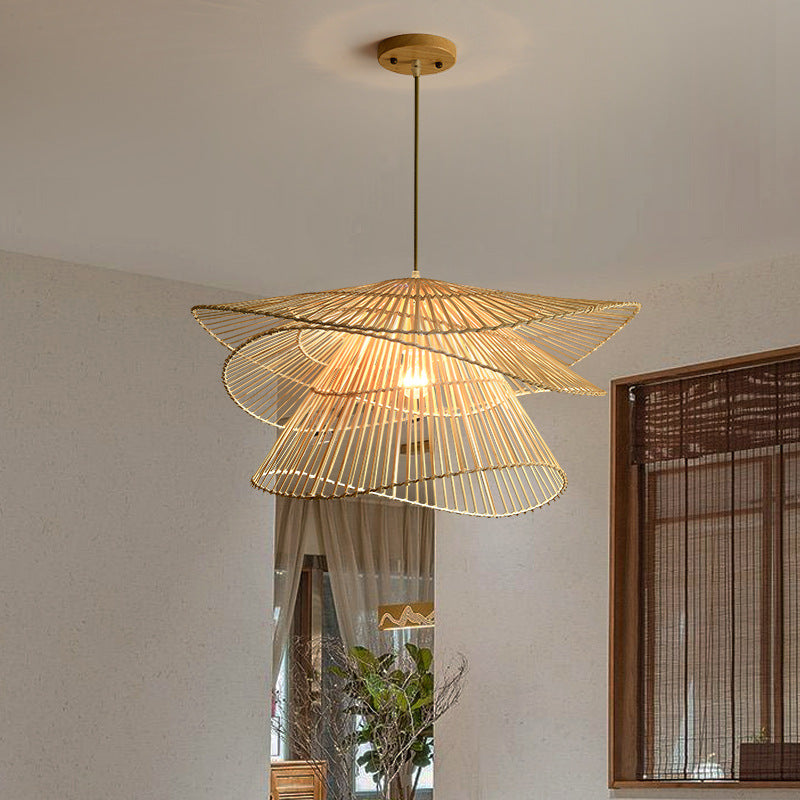LAMPE PENDANT EN BOIS DE ROTIN ÉLÉGANTE