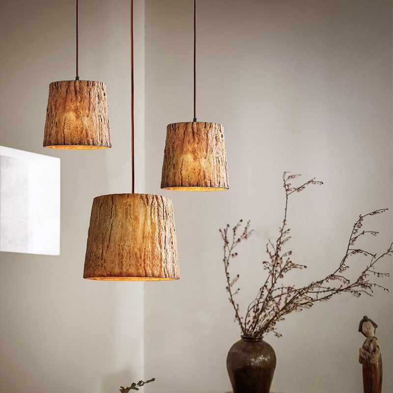 Rustic Wood Log Pendant Light