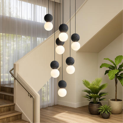 Lustre en Obsidienne Élégant et Brillant pour une Ambiance Sophistiquée