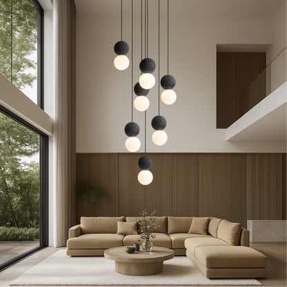 Lustre en Obsidienne Élégant et Brillant pour une Ambiance Sophistiquée