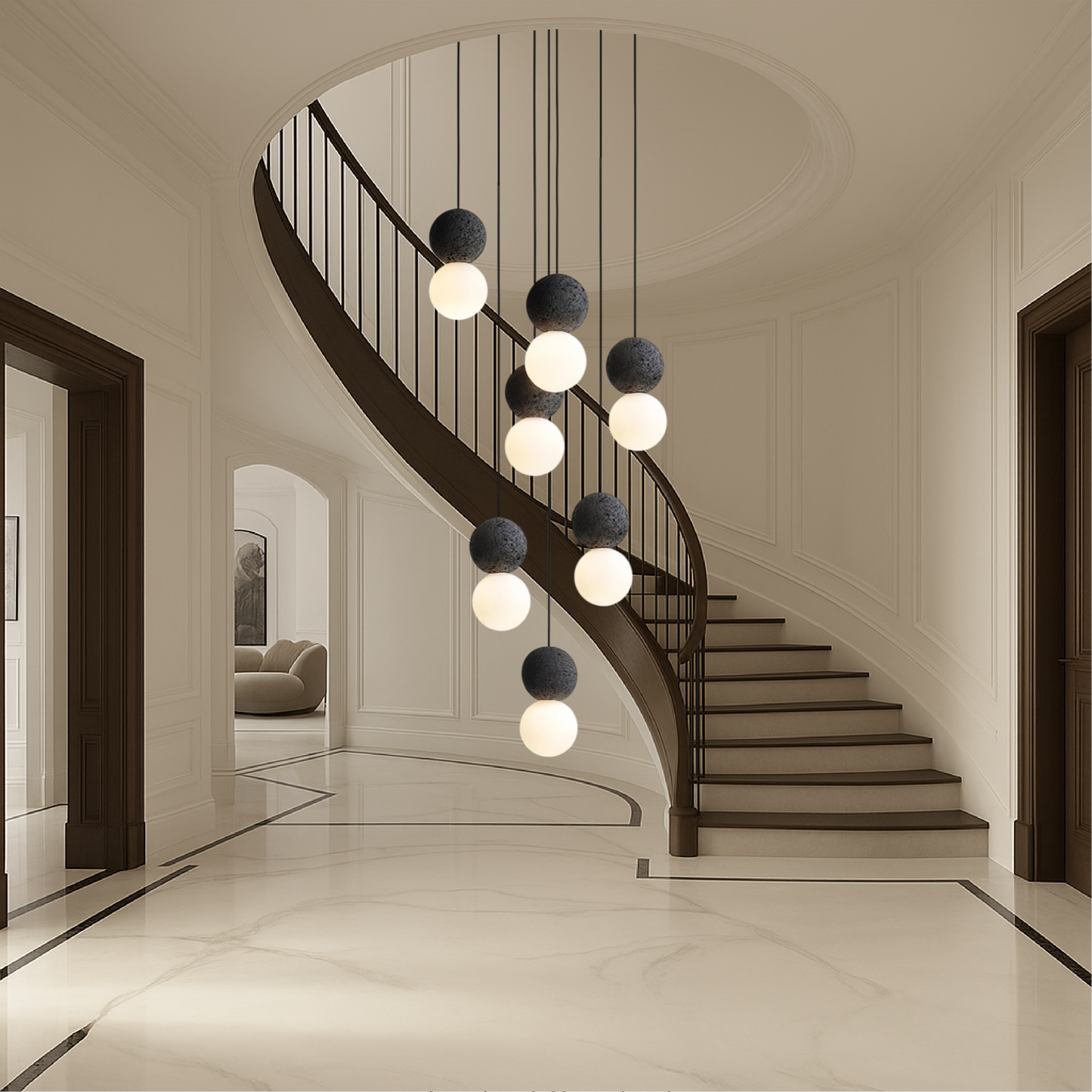 Lustre en Obsidienne Élégant et Brillant pour une Ambiance Sophistiquée