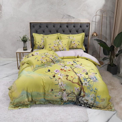 Mandarin Lime Green Duvet Cover Set (Long-staple Sateen Cotton)