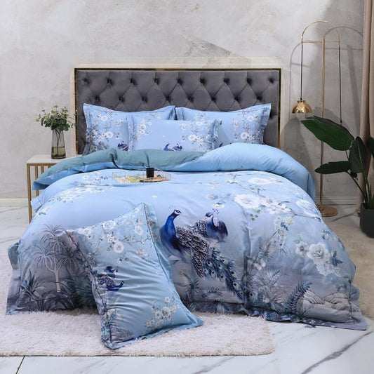 Blue Solaire Duvet Cover Set (Long-staple Sateen Cotton)
