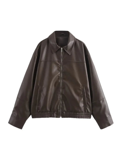Imitation Leather Pilot Jacket