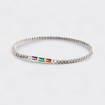 Personalized Baguette Birthstone Beaded Bracelet