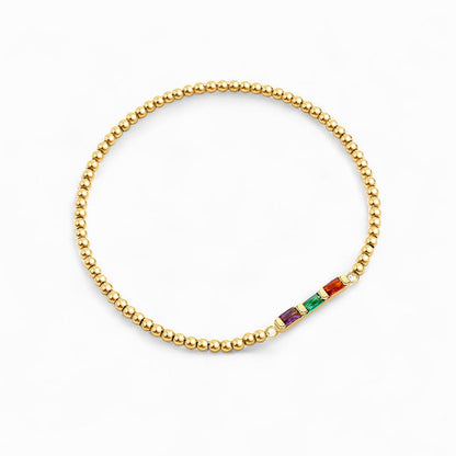 Personalized Baguette Birthstone Beaded Bracelet