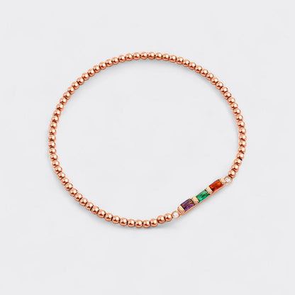 Personalized Baguette Birthstone Beaded Bracelet