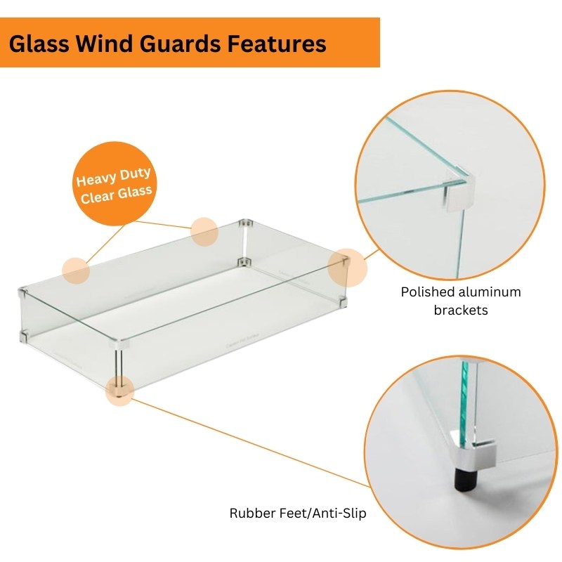 HPC Fire Rectangular Glass Wind Guards