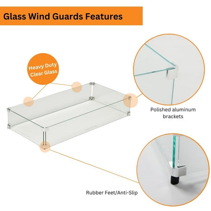 HPC Fire Rectangular Glass Wind Guards