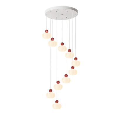 Cream Art Deco Staircase Chandelier - Elegant Vintage Lighting for Hallways