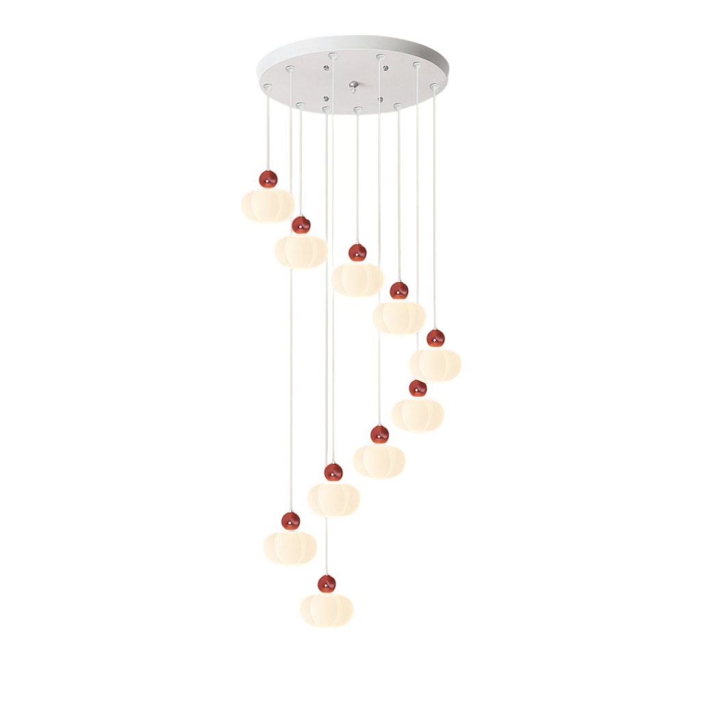 Elegant Art Deco Cream Finish Staircase Chandelier for a Touch of Vintage Glamour
